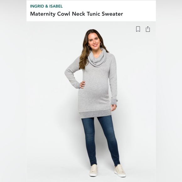 Ingrid & Isabel • Maternity Cowl Neck Tunic Sweater • Grey • Small - Picture 2 of 5